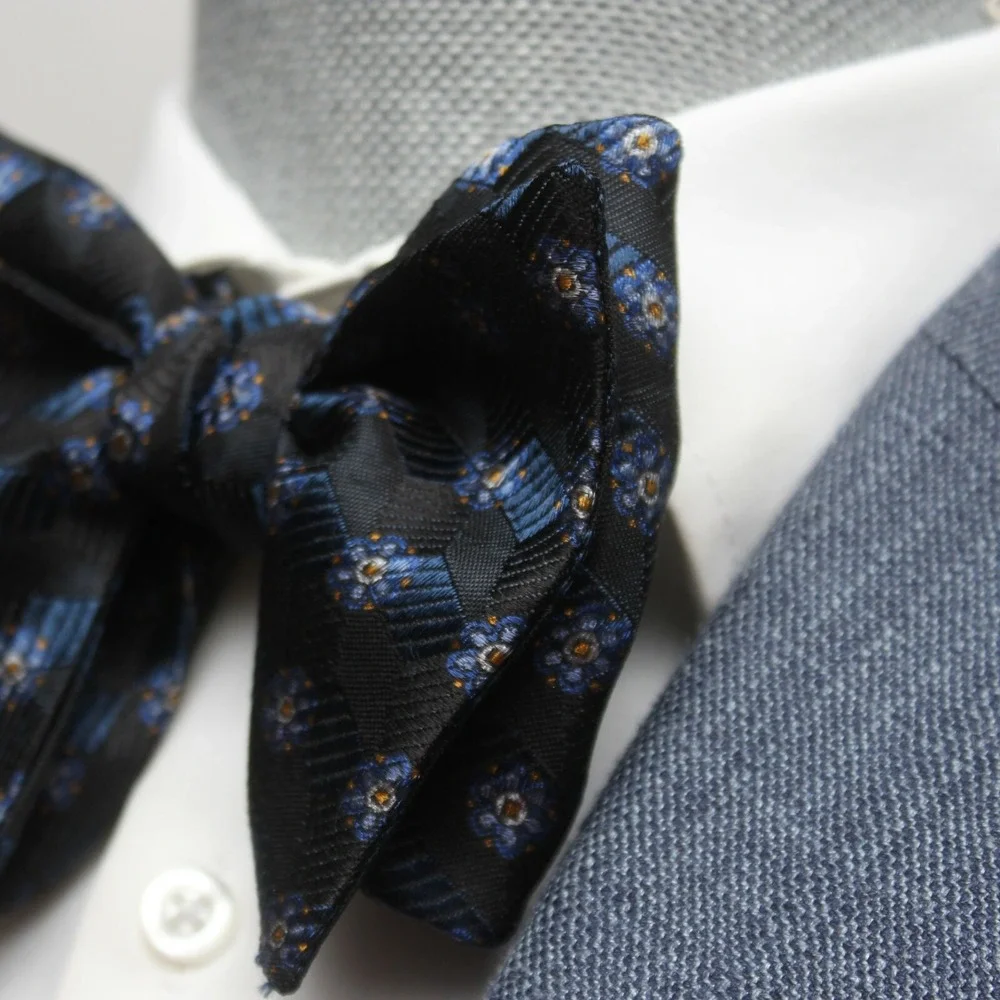 Men's Self-tied Large Bow Tie Navy Blue Silk Butterfly Bowtie Big‎ bow tie S564